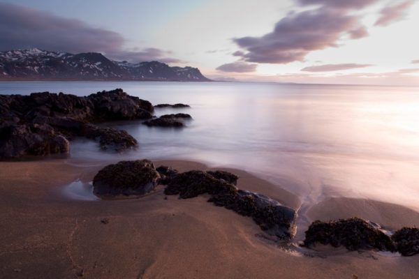 Sand beach at Budir, Snaefellsnes, Iceland at sunrise - Fjara við Búðir í sólarupprás